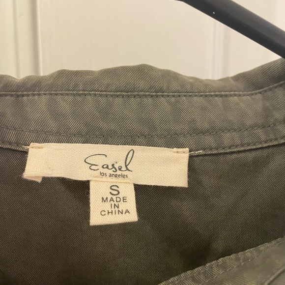 Easel shirt dress pockets army green small 100% tencel - Picture 3 of 4